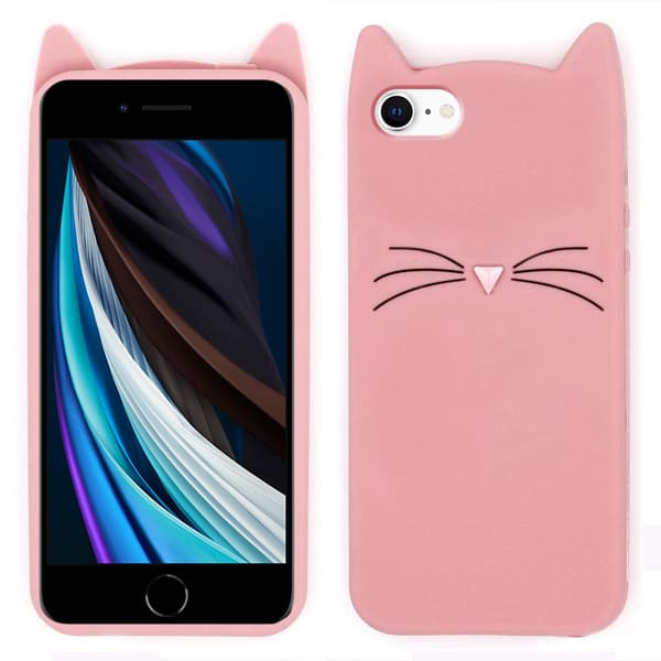 3D CAT-cover til iPhone 7/8/SE 2020/SE 2022, lyserød