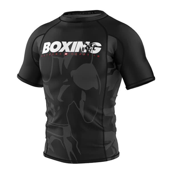 Herr kortärmad rashguard BOLD BOXING S SVART