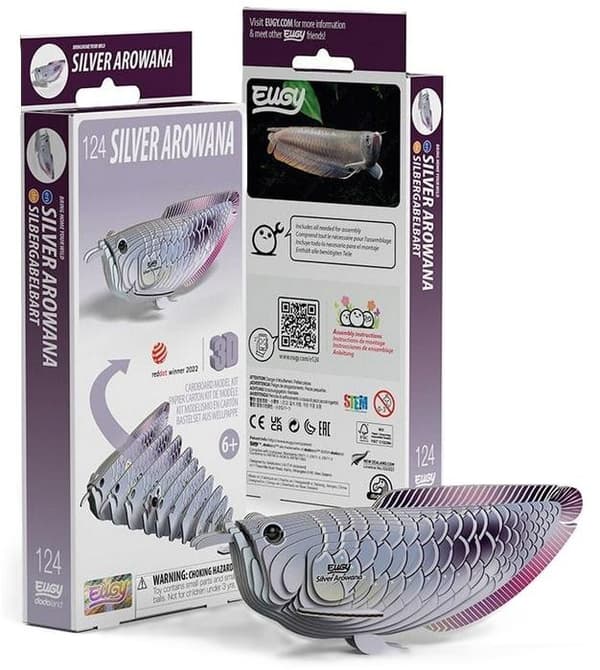 Hopeinen arowana-kala Eugy. Eko 3D -palapeli