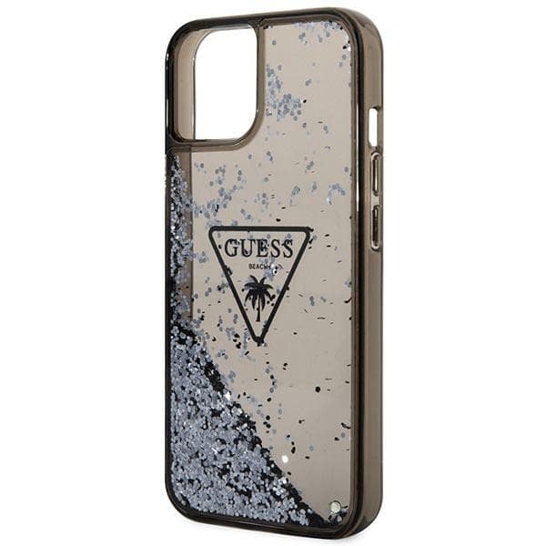 Guess Liquid Glitter Palm Collection cover til iPhone 14 Plus, sort