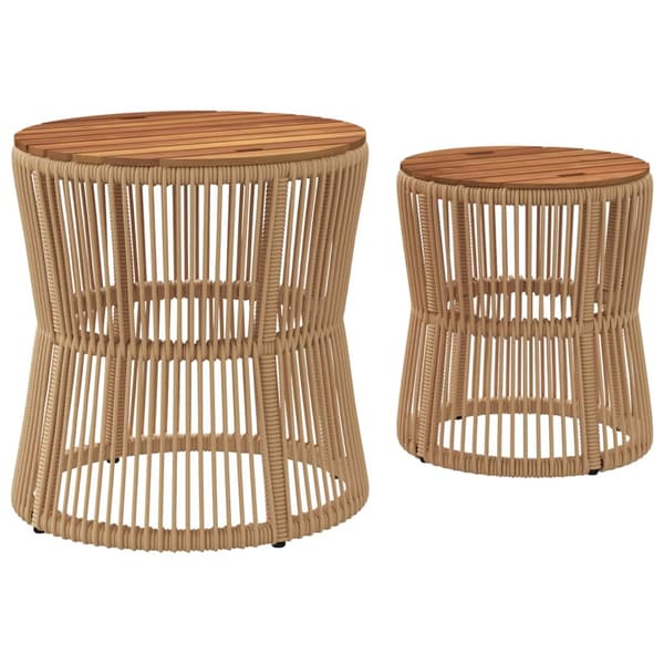 vidaXL haveborde, sæt med 2, træbordplader, beige, polyrattan