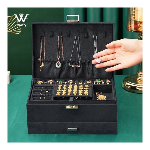 Smykkeskrin, etui, organizer, sort PD119CZ