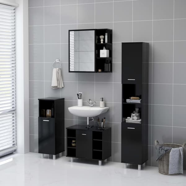 vidaXL spejlskab sort 62,5 x 20,5 x 64 cm spånplade