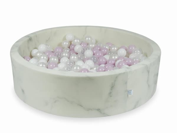 Tør pool 110x30 marmor med kugler 400 stk: lyserød perle, hvid, transparent, perle