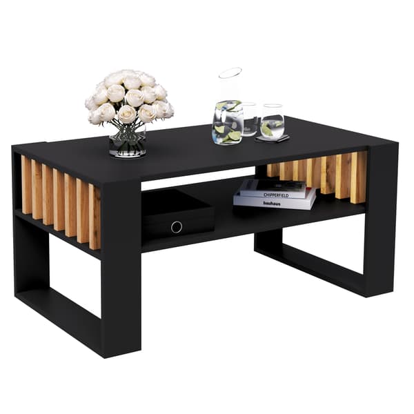 Sofabord med lameller 90x50 sort/wotan loft
