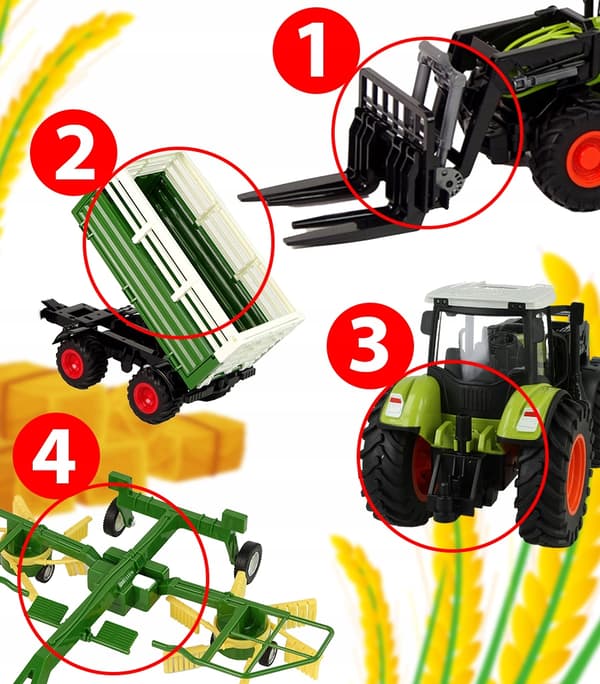 Fjernstyret traktor med trailer, rive og tilbehør Z1009