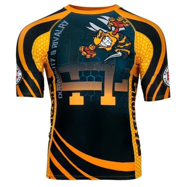 Herre kortærmet rashguard ANGRY WASP S SORT