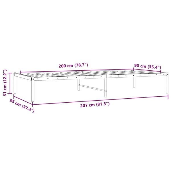 vidaXL metalsengestel sort 90x200 cm