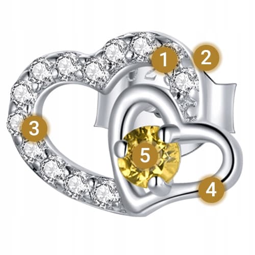 Sølv hjerteøreringe med cubic zircons, sølv pr 925, cubic zircons, hjertekrystaller
