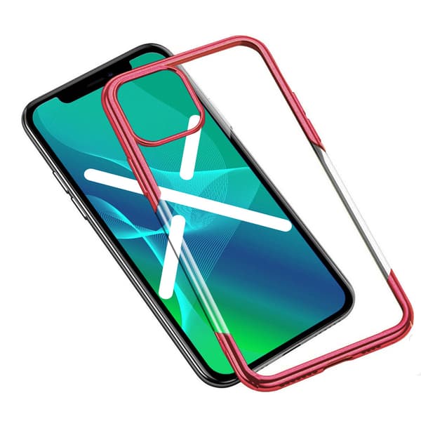 Elektropletteret rammecover til iPhone 13 Pro Max - Rød