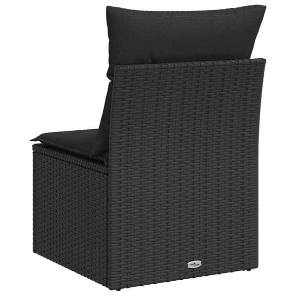 vidaXL Trädgårdssoffmodul, armstödslös, med kuddar, svart