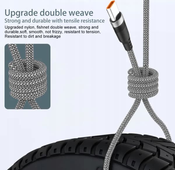 Stålgråt stærkt USB-A / USB-C-kabel 5M (5 meter) USB A - USB C 6A
