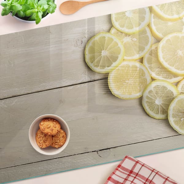 Dekorativ skär- och serveringsbräda i glas, citronträ, 80x52 cm