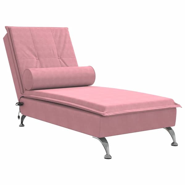 vidaXL Massageschäslong med rullstol, rosa, sammet