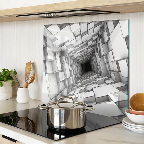 Dekorativt serveringsbräda i glas med tärningar 60x52 cm