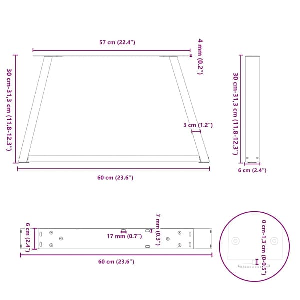 vidaXL V-formade matbordsben 2 st antracitstål