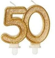 Fødselsdagslys 50 guld glitter