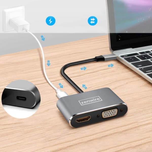 Adapterhubb USB-C 4-in-1 HDMI 4K VGA USB-sovitin