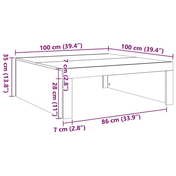 vidaXL Soffbord, Vitt, 100x100x35 cm, Träbaserat Material