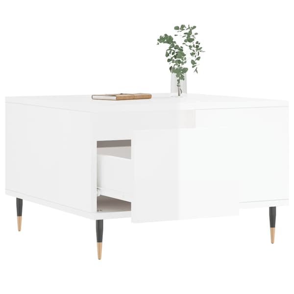 vidaXL Soffbord högglansvitt 55x55x36,5 cm