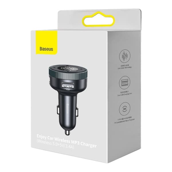 FM-sender MP3-afspiller biloplader LED 2x USB Bluetooth sort