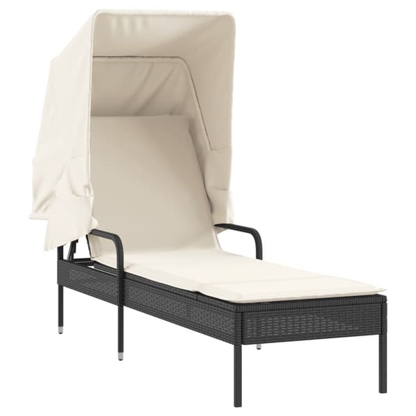 vidaXL dagseng med baldakin og bord, sort, polyrattan