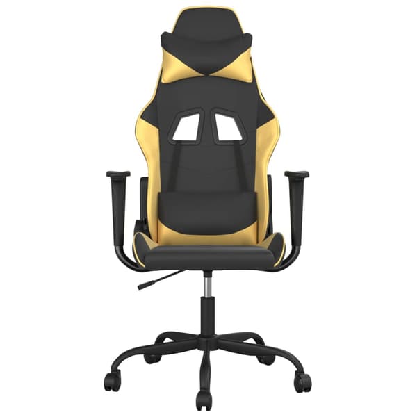 vidaXL massage-gamingstol, sort og guld, kunstlæder
