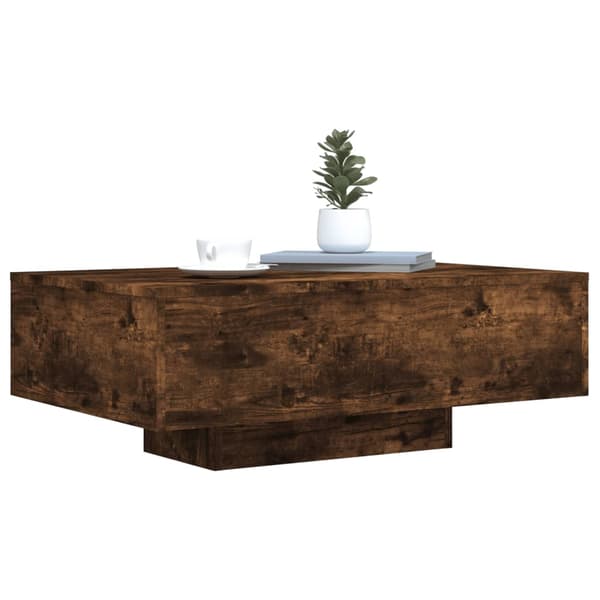 vidaXL LED sofabord røget eg 85x55x31cm