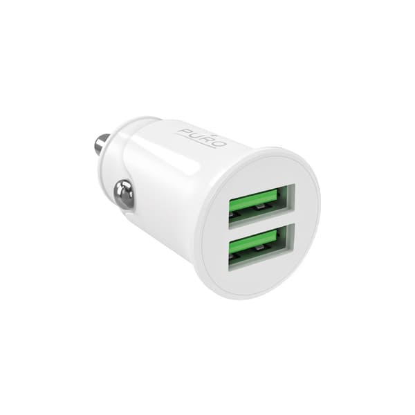 2x USB-A Pro Lite 10W Biloplader - Hvid
