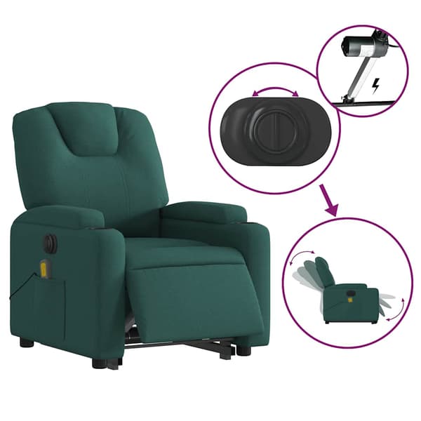 vidaXL Elektrisk lyftande massagefåtölj grön