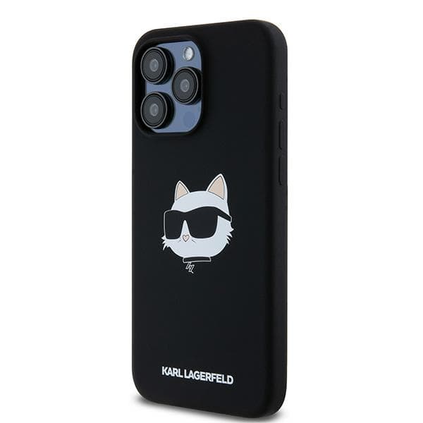 Karl Lagerfeld Silikone Choupette Head Magsafe-etui til iPhone 15 Pro Max, Sort