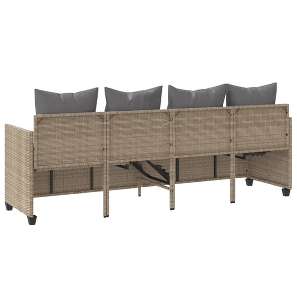 vidaXL Dagbädd med kuddar, beige, polyrotting