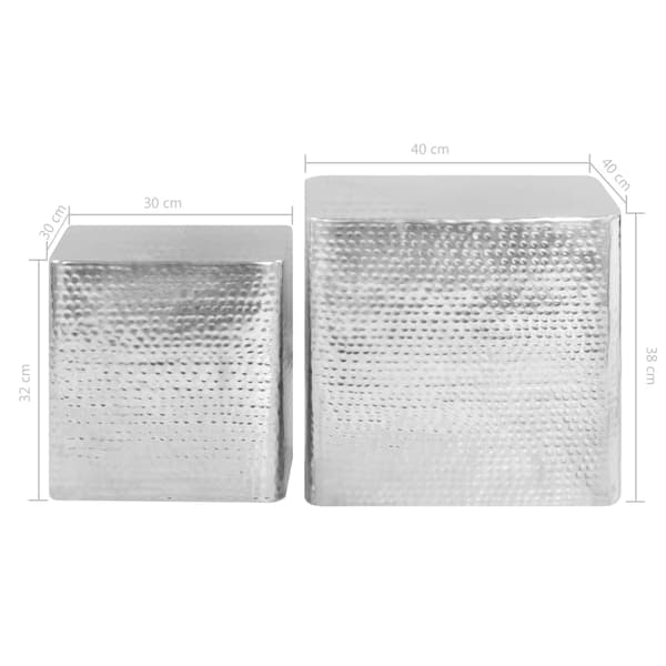 vidaXL Soffbord i aluminium, set om 2, silver