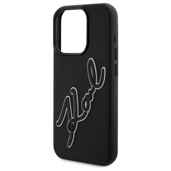 Karl Lagerfeld 3D gummi Signature-etui til iPhone 15 Pro Max, sort