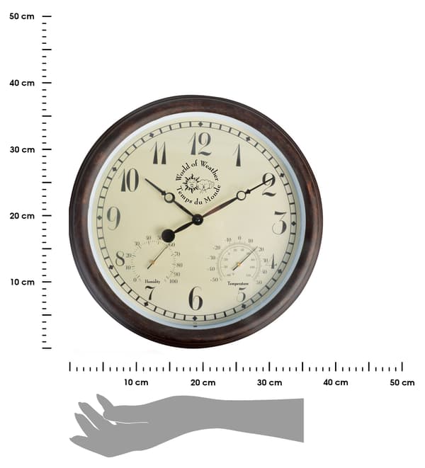 Seinäkello lämpö- ja kosteusmittarilla 38 cm