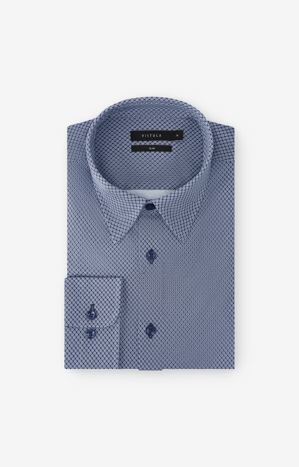 Slim fit stickad skjorta M