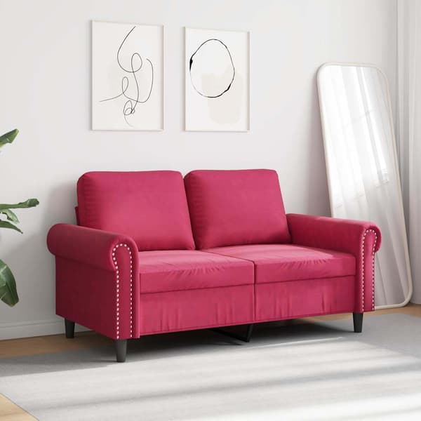 vidaXL 2-sitssoffa vinröd 120 cm klädd i sammet