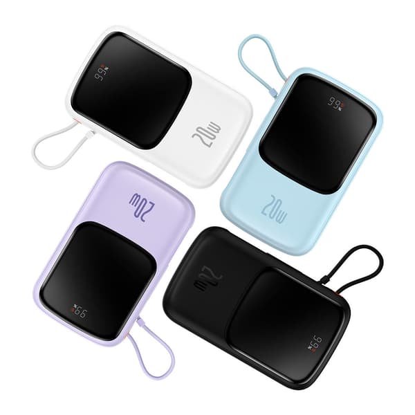 Powerbank 10000mAh USB USB-C iPhone Lightning + USB-C Kabel - Sort