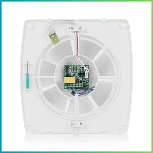 Stille badeværelsesventilator med fugtighedssensor + timer 100 mm sort