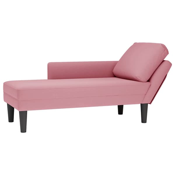 vidaXL Schäslong med kudde, rosa, sammet