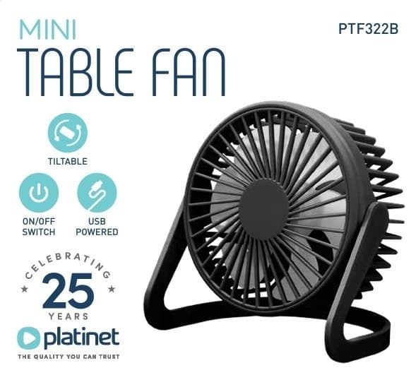 PLATINET BORDVENTILATOR USB SORT [46172]