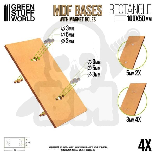 GSTU366385 MDF Rektangulær Base 100x50mm Pakke 4