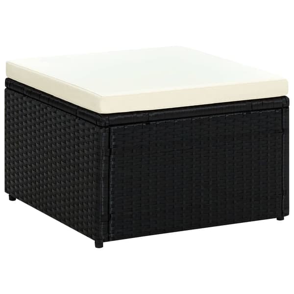 vidaXL puf 53 x 53 x 30 cm, polyrattan, sort