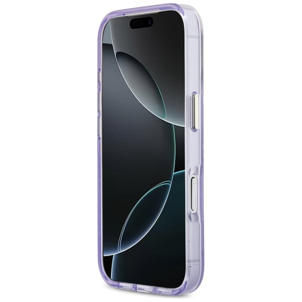Guess IML Shell Script Metallinen MagSafe-kotelo iPhone 17 Pro Maxille, violetti