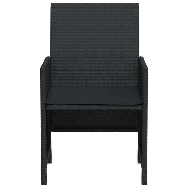 vidaXL 3-delat bistroset med kuddar, svart, polyrotting