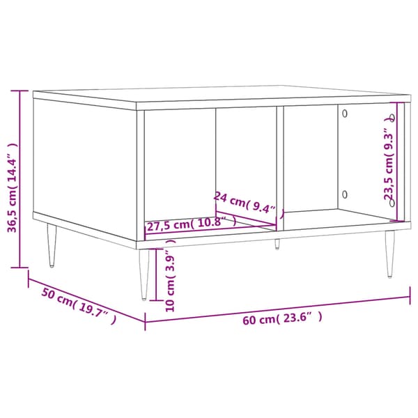 vidaXL sofabord brunt egetræ 60x50x36,5 cm