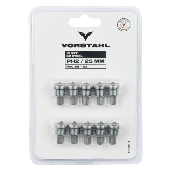 Bit med stopp S2 STÅL (10-pack) QUALITAT PH2x25mm Vorstahl