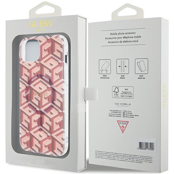 Guess IML GCube MagSafe-etui til iPhone 15 Plus, lyserød