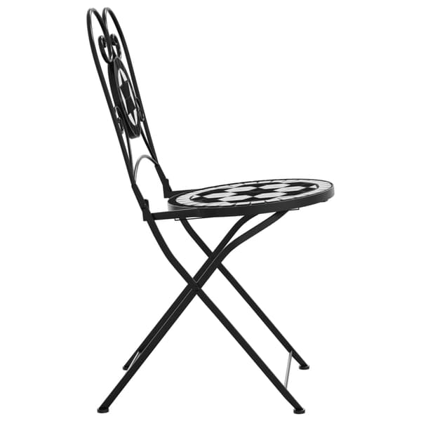 vidaXL foldbare bistrostole, sæt med 2, sort og hvid, keramik