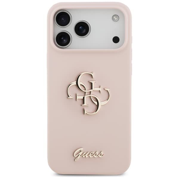 Guess Silikone Stort 4G Script Etui til iPhone 17 Pro Max Lyserød